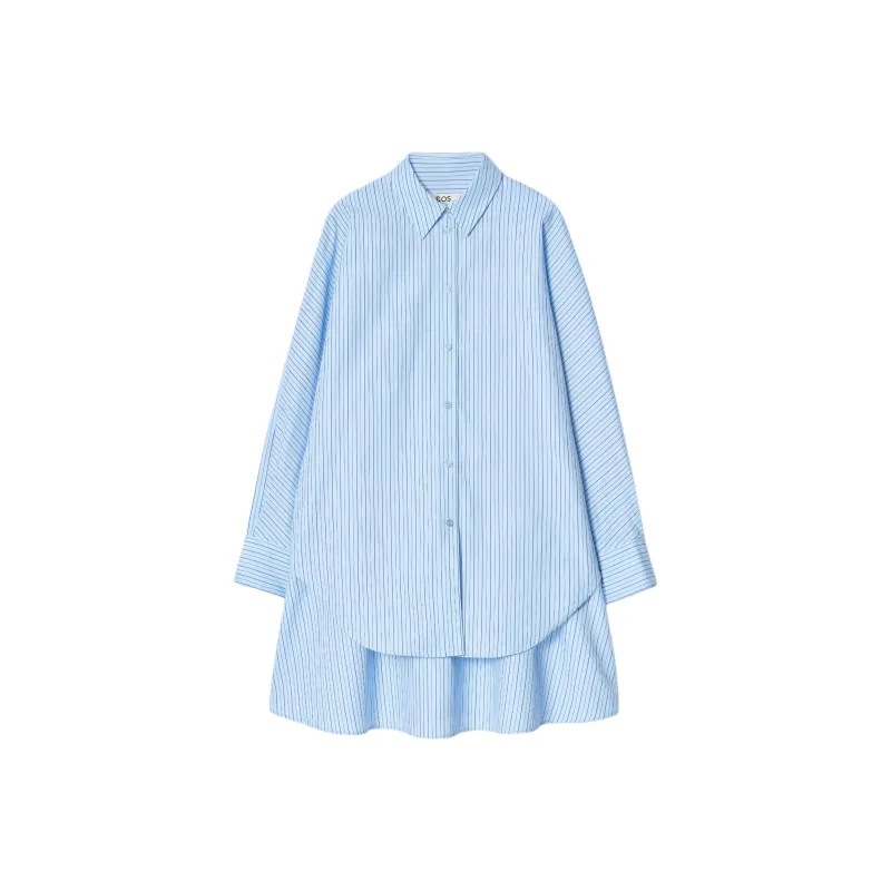 COS Long Sleeved Dress Women's Blue Stripes-0