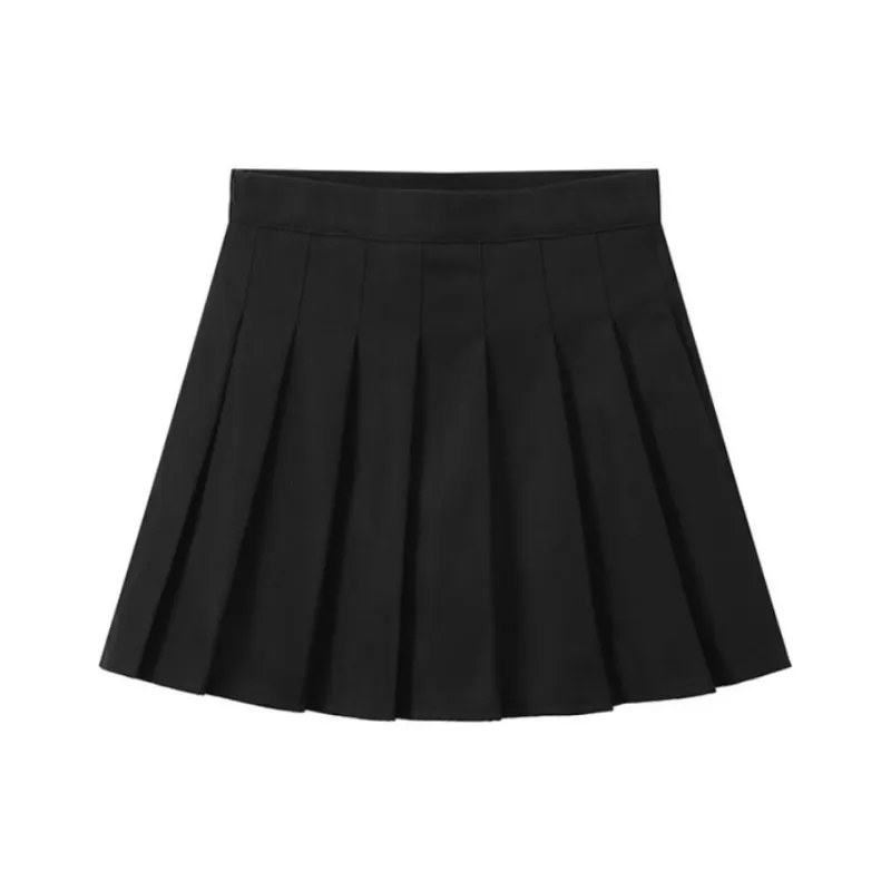 JEANSWEST High Rise Solid Color Pleated Skirt Fairy Dress Fashion JK Elegance Skirt Summer Women's Gray-7