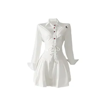 PLANE DRIFT Long Sleeved Dress Women's White