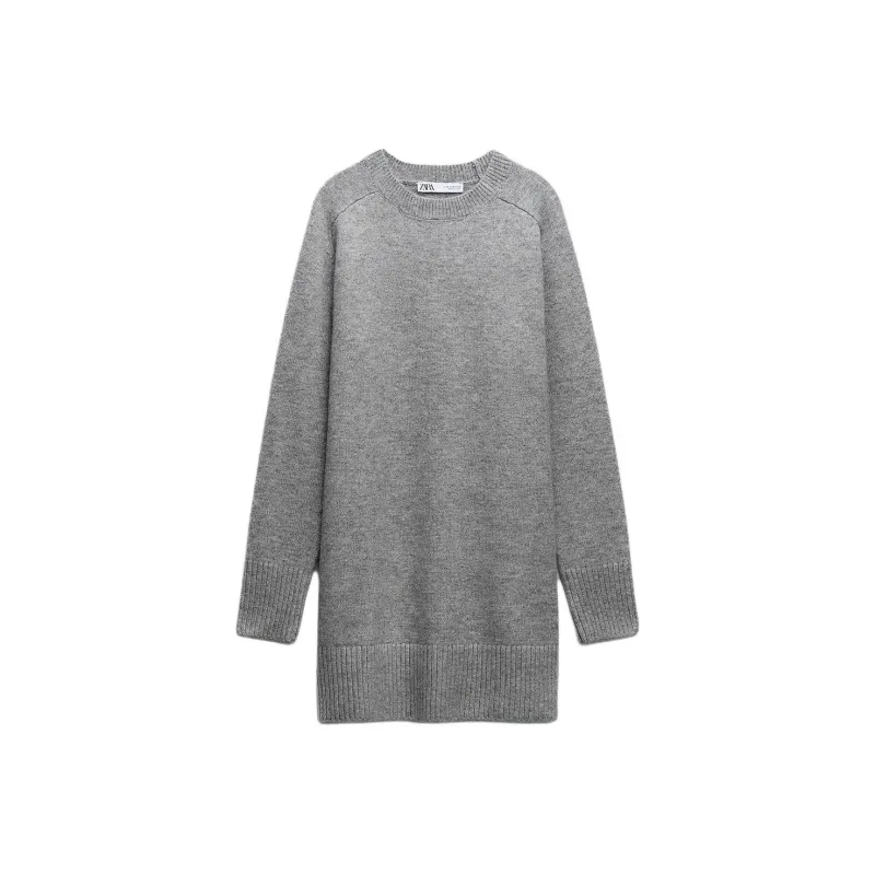ZARA Long-Sleeved Dresses Women's Zebra Print Gray-0