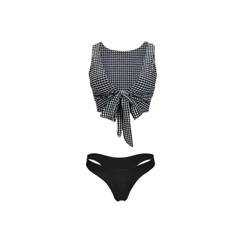 Yukari Swim Bikinis Women's Black White Plaid