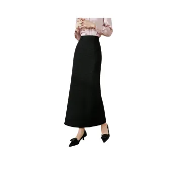 Late White Casual Long Skirts Women's Black