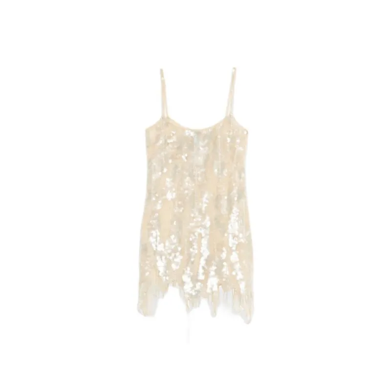 Blumarine Sequinned Fringed Mini Dress-0