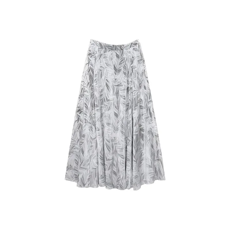 No Restrictions Casual Long Skirts Women's Black And White Print-0