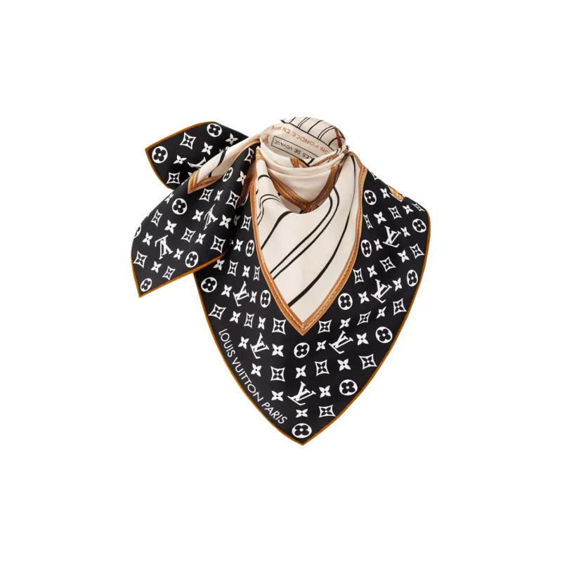 LOUIS VUITTON Silk Scarves Women's Black-1