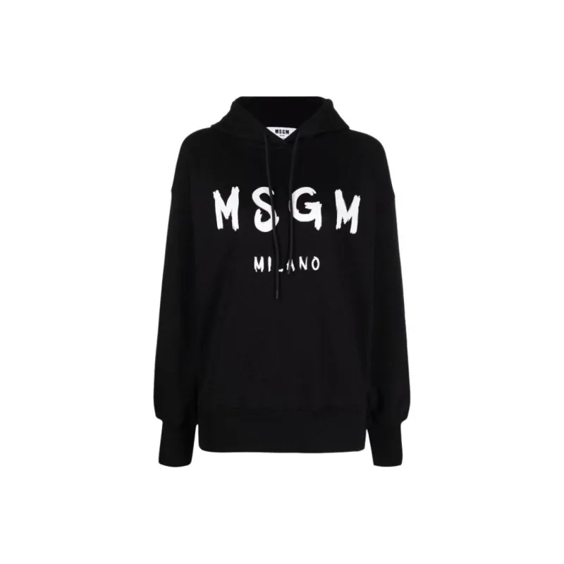 MSGM Logo print Cotton Hoodie-0