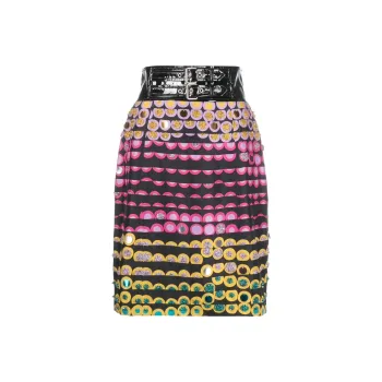 MOSCHINO Polka Dot print Belted Pencil Skirt