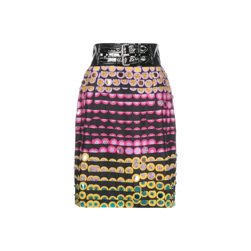 MOSCHINO Polka Dot print Belted Pencil Skirt-0
