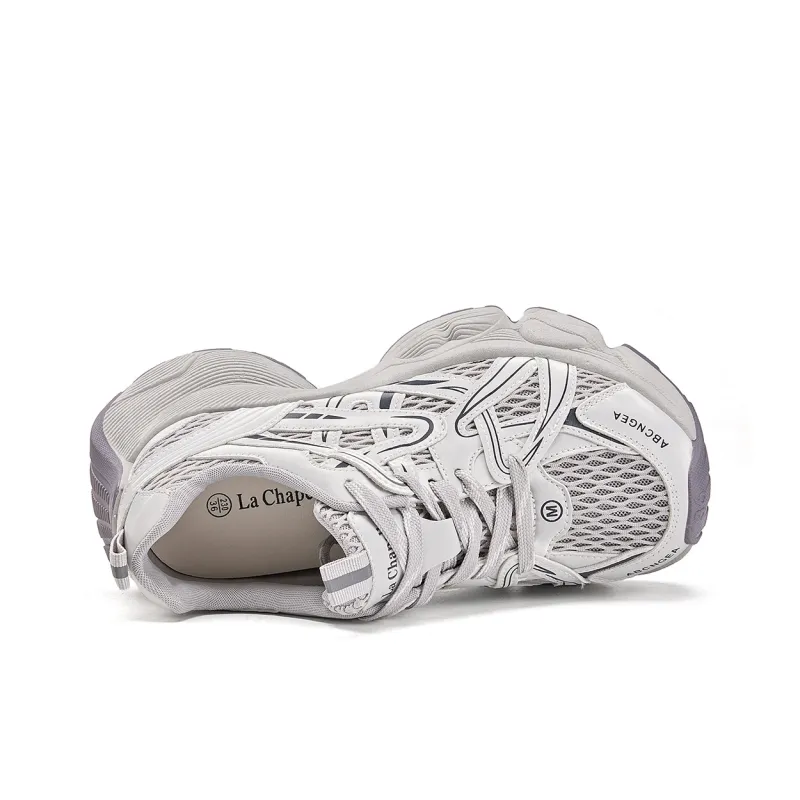 La Chapelle Anti Slip Wear Resistant Low Top Chunky Sneakers Women's Gray-6
