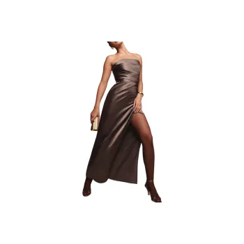 REFORMATION Barrow Silk Dress Sleeveless Dress Women's Chocolate