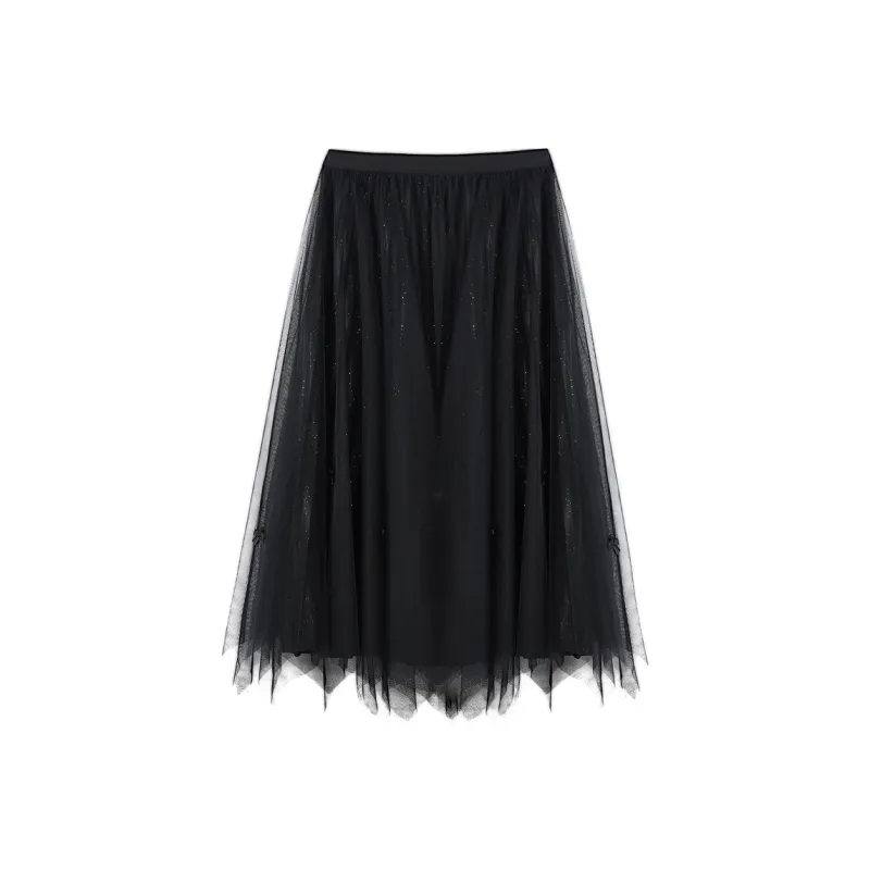 XIANGYING Casual Long Skirt Women's Black-0