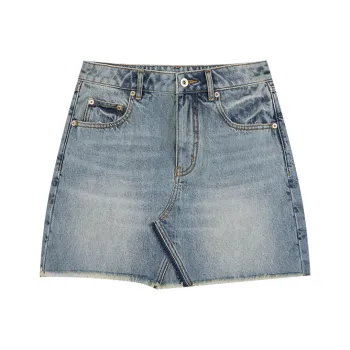 UOOYAA Denim Short Skirts Women's White Blue