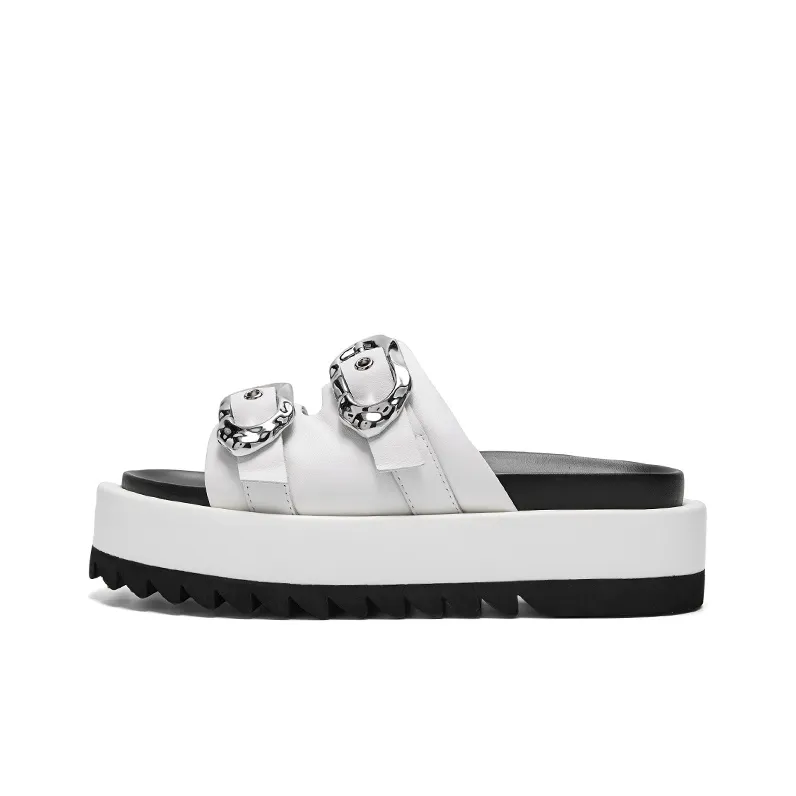 CHERYKALLY Slide Slippers Women's Mist White-0