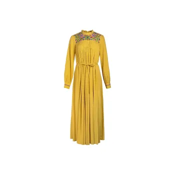 A LIFE ON THE LEFT Long Sleeved Dress Women's Bright Yellow