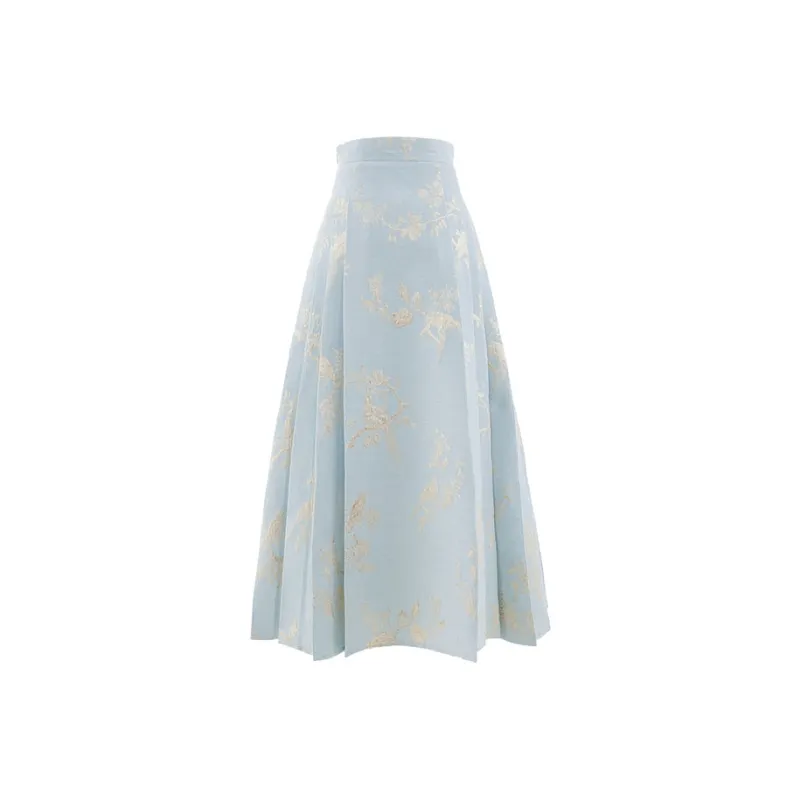 Blovelan Casual Long Skirts Women's Beige Gold-3