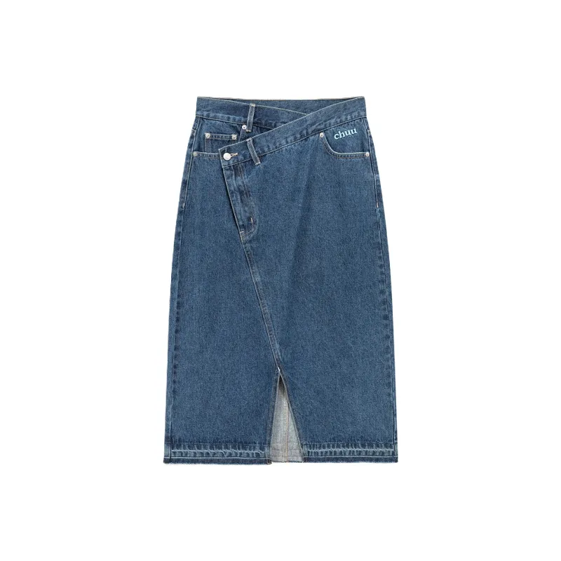 CHUU Casual Short Skirts Women's Denim Blue-0