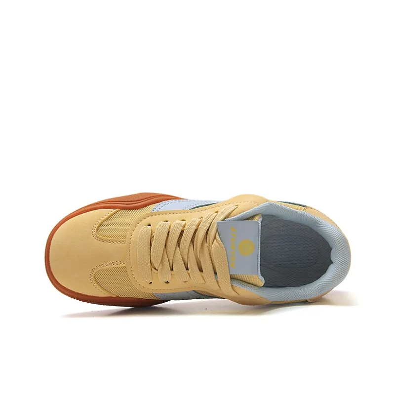 STUR YSN Abrasion Resistant Breathable Low Top Skateboard Shoes Women's Yellow Blue-4