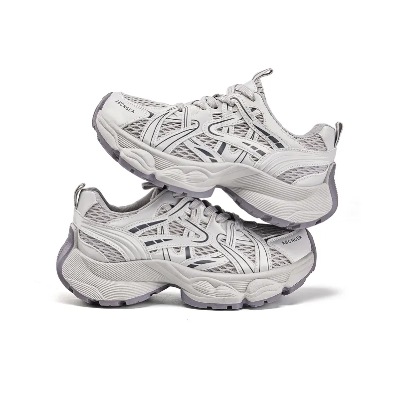 La Chapelle Anti Slip Wear Resistant Low Top Chunky Sneakers Women's Gray-4