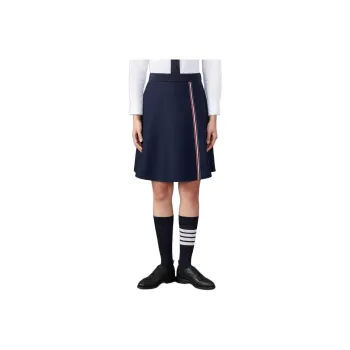 THOM BROWNE High Waist Flared Knitted Skirt