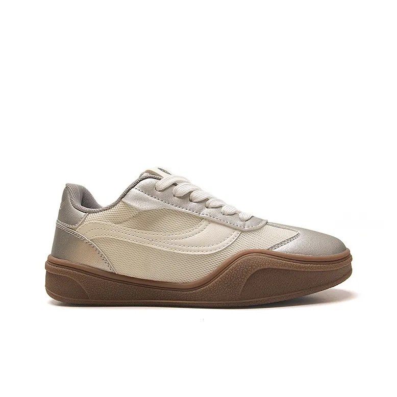 STUR YSN Abrasion Resistant, Lightweight, And Breathable Low Top Skateboard Shoes Women's Silver-2
