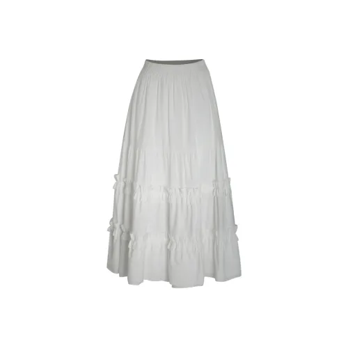 Little Pull Casual Long Skirts Women's White