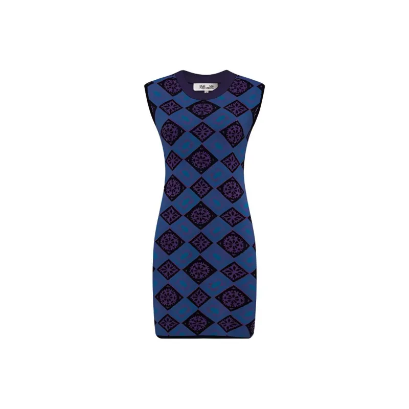 DVF Diane Von Furstenberg FW24 Sleeveless Dress Women's Blue-0