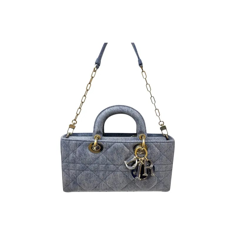 DIOR Lady Dior Denim Canvas Lady Dior Bag Handbag Women's Denim Blue-1