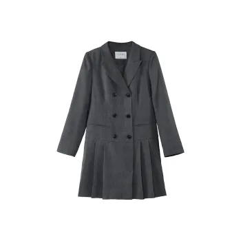 Fstudio Spring Korean Style Petite Preppy Style Business Suit Dress Women's Heather Gray Plaid