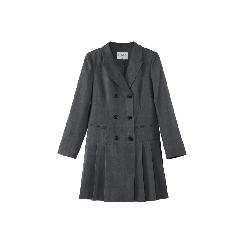 Fstudio Spring Korean Style Petite Preppy Style Business Suit Dress Women's Heather Gray Plaid-0