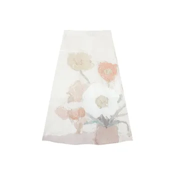 DIALOGUE To White X Feng Wei Artist Co titled Series Casual Long Skirts Women's Desktop Flowers