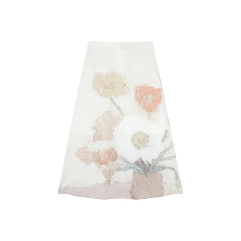 DIALOGUE To White X Feng Wei Artist Co titled Series Casual Long Skirts Women's Desktop Flowers-0