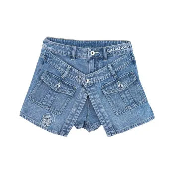 LALABOBO Denim Shorts Women's Medium Blue White