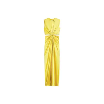 MaxMara Panaro Collection Silk Satin Hourglass Dress Sleeveless Dress Women's Yellow