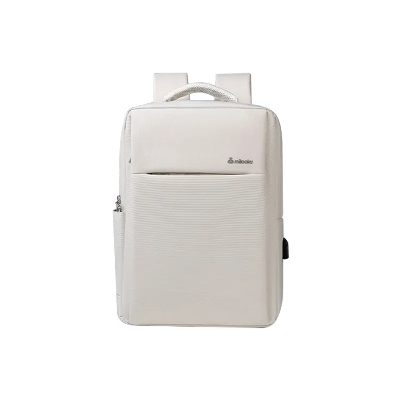 MILOOKY Abrasion Resistant Fabric Backpack Unisex White/Purple-1