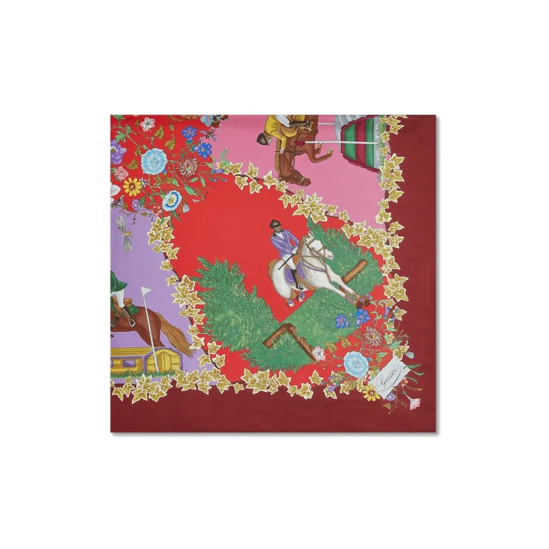 GUCCI Silk Scarves Women's Bordeaux Red-1