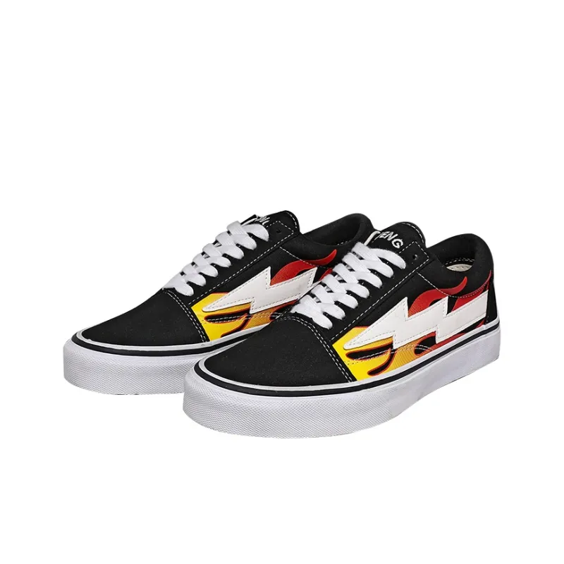 REVENFE X SPOTM x BURNING FLAME Slip Resistant, Abrasion Resistant, Breathable Low Top Canvas Shoes Unisex-6