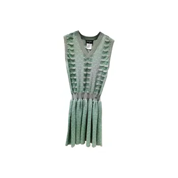 CHANEL Sleeveless Dress Women's Green