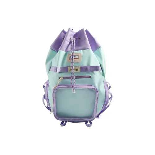 Single Warehouse Nylon Fabric Backpack Women's Blue/Yellow/Pea Green