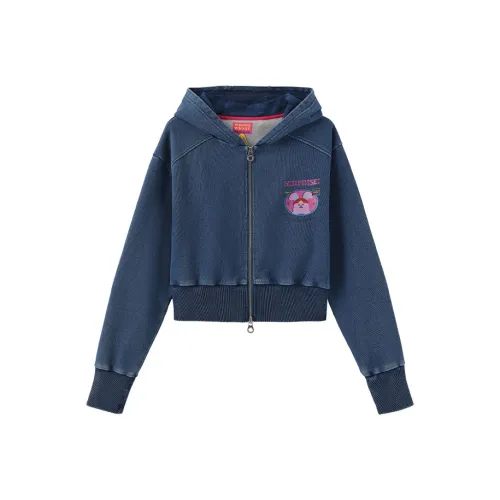 Wiggle Wiggle Rabbit Cropped With Hood Dual Head Zip Closure Sweatshirt Women's