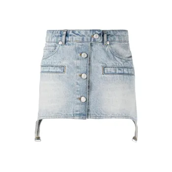 COURREGES Suspenders Denim Mini Skirt