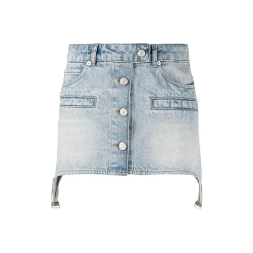 COURREGES Suspenders Denim Mini Skirt