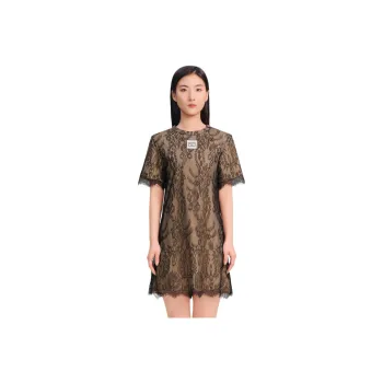 Blood Glitter Short-Sleeved Dresses Women's Black Floral