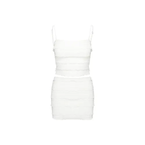 PRINCESS POLLY WAYLON RUFFLE SET Skirt Set Women's White/White