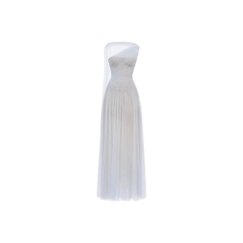 MONTSAND SS25 Blue Draped Maxi Dress Sleeveless Dress Women's Blue-0