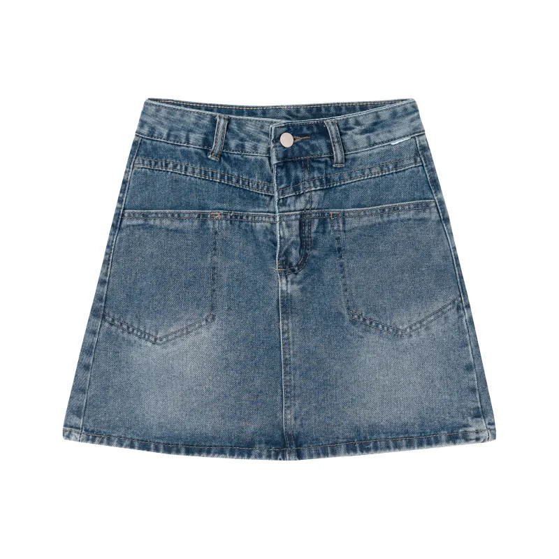 QYPRF Denim Short Skirts Women's Blue-0