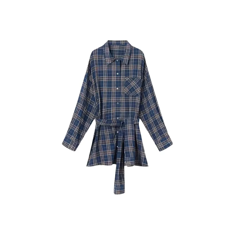 DOSOHEB Long Sleeved Dress Women's Blue-0