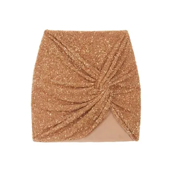 Self portrait Casual Short Skirts Women's Gold