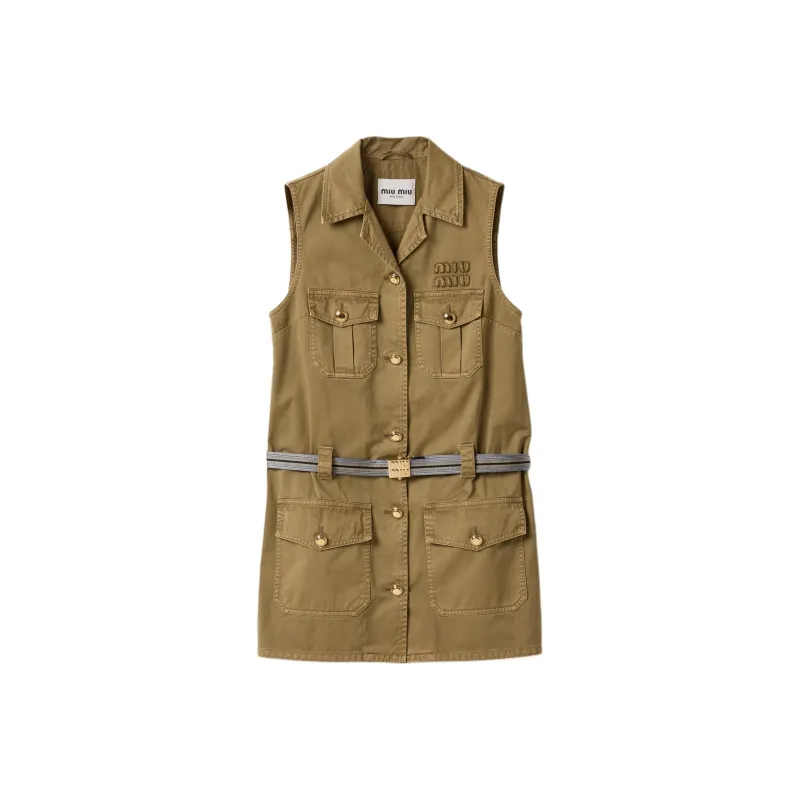 MIU MIU Garment dyed Cotton Mini Dress-0