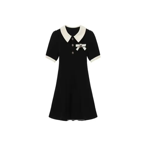 Incolore Short Sleeved Dresses Women's Black