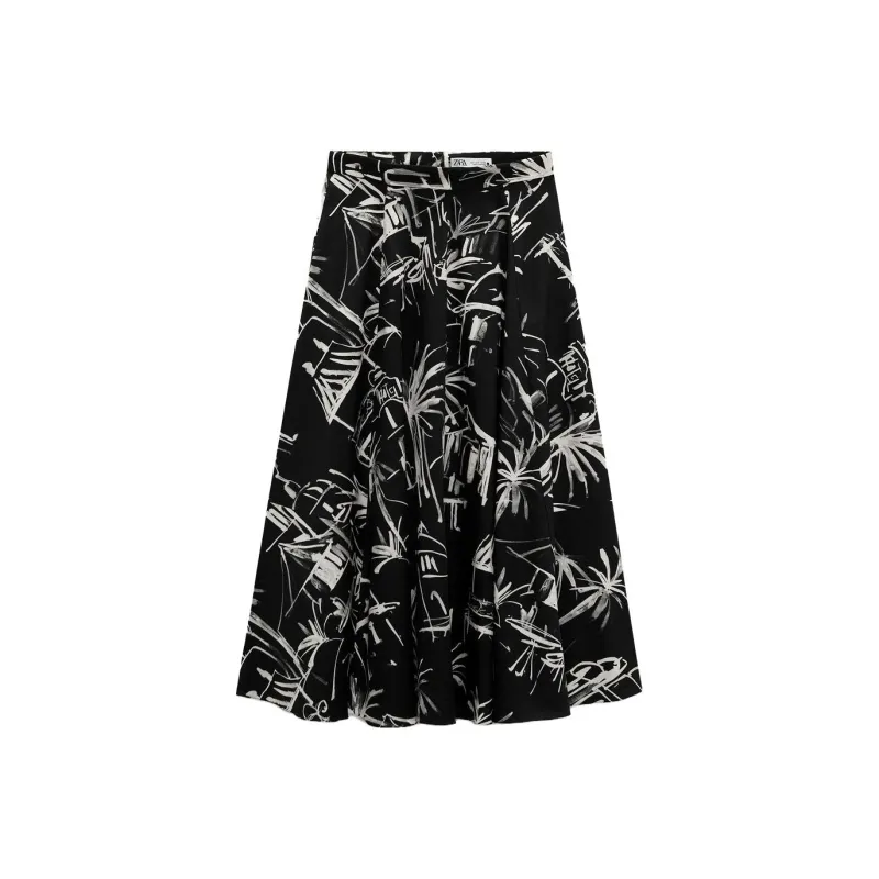 ZARA Casual Long Skirts Women's Black-0